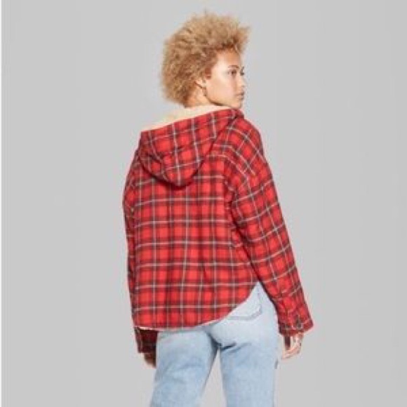 Wild Fable Sherpa Lined Flannel Button Shacket - Picture 3 of 10